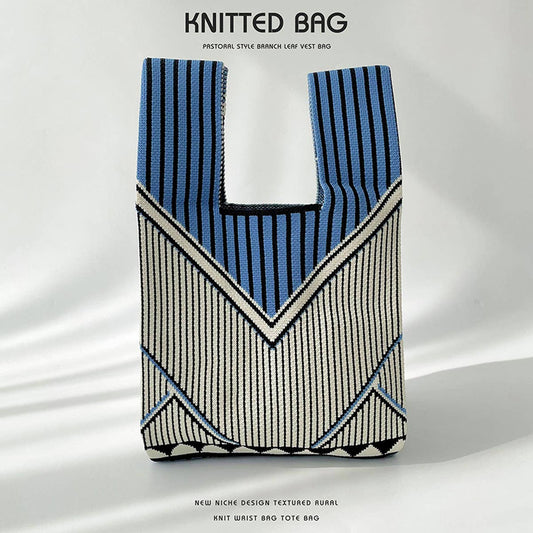 Knitted Bag - Crochet Blue