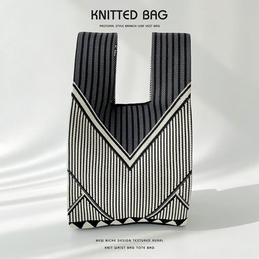 Knitted Bag - Crochet Grey